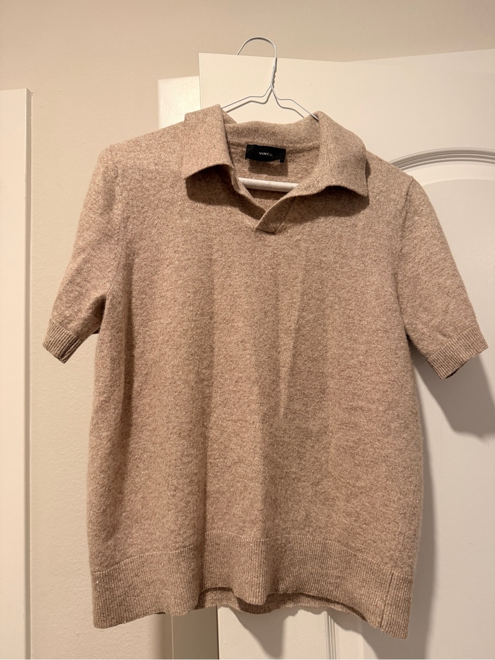 Vince Men’s Short-Sleeve Polo in Beige-Taupe
